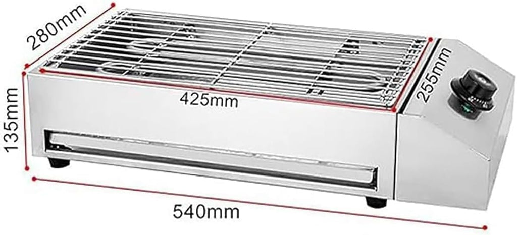 Portable Smokeless BBQ Grill Kebab Machine, 1800W Electric BBQ, Stainless Steel Barbecue Grill, Nonstick Coating, Temperature Control for Indoor Outdoor Picnic