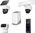 eufy Security HomeBase S380, Indoor Cam S350, Floodlight Camera E340 Wired, SoloCam S340 & Video Doorbell E340 (Battery Powered)