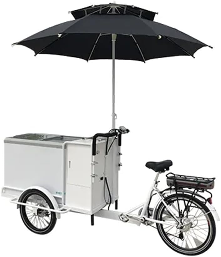 Electric Ice-Cream Tricycle | Portable 3-Wheel Vending Bike with 550W Motor and 41-Gallon Freezer Capacity