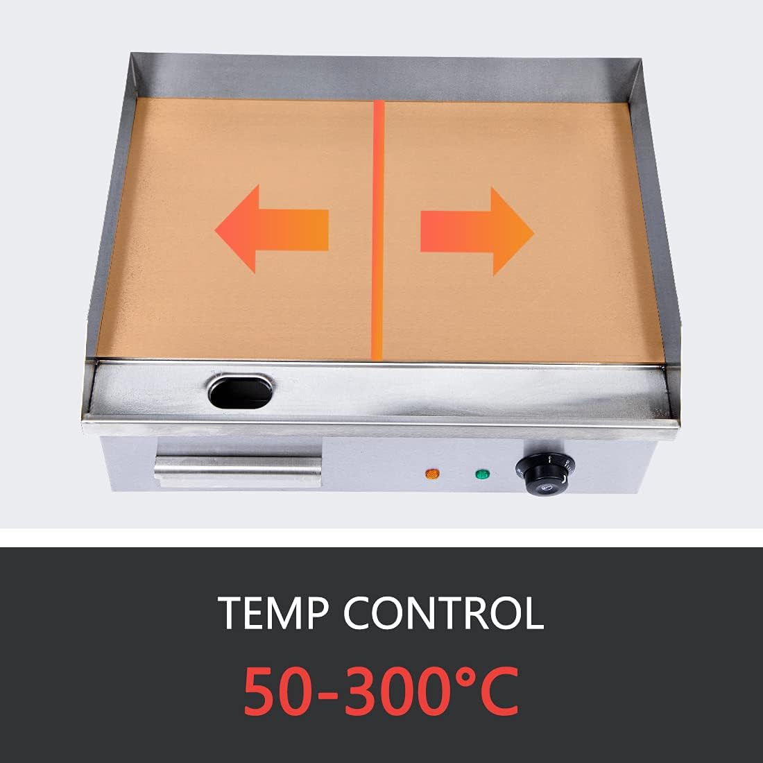 Commercial Electric Griddle, 3000w Stainless Steel Teppanyaki Grill Indoor Outdoor, Countertop Flat Top BBQ Plate with Thermostatic Control