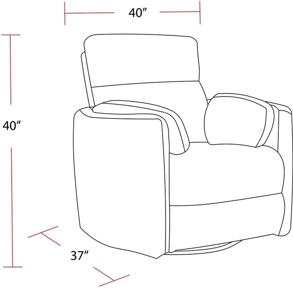 Pemberly Row Contemporary Fabric Swivel Glider Recliner in White with USB Charging Ports and 2 Comfort Pillows for Living Room