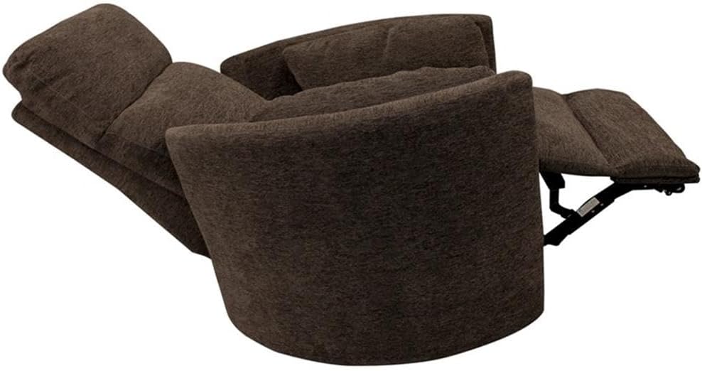 Pemberly Row Polyester Power Swivel Glider Recliner in Brown with USB Charging Ports and 2 Comfort Pillows for Living Room