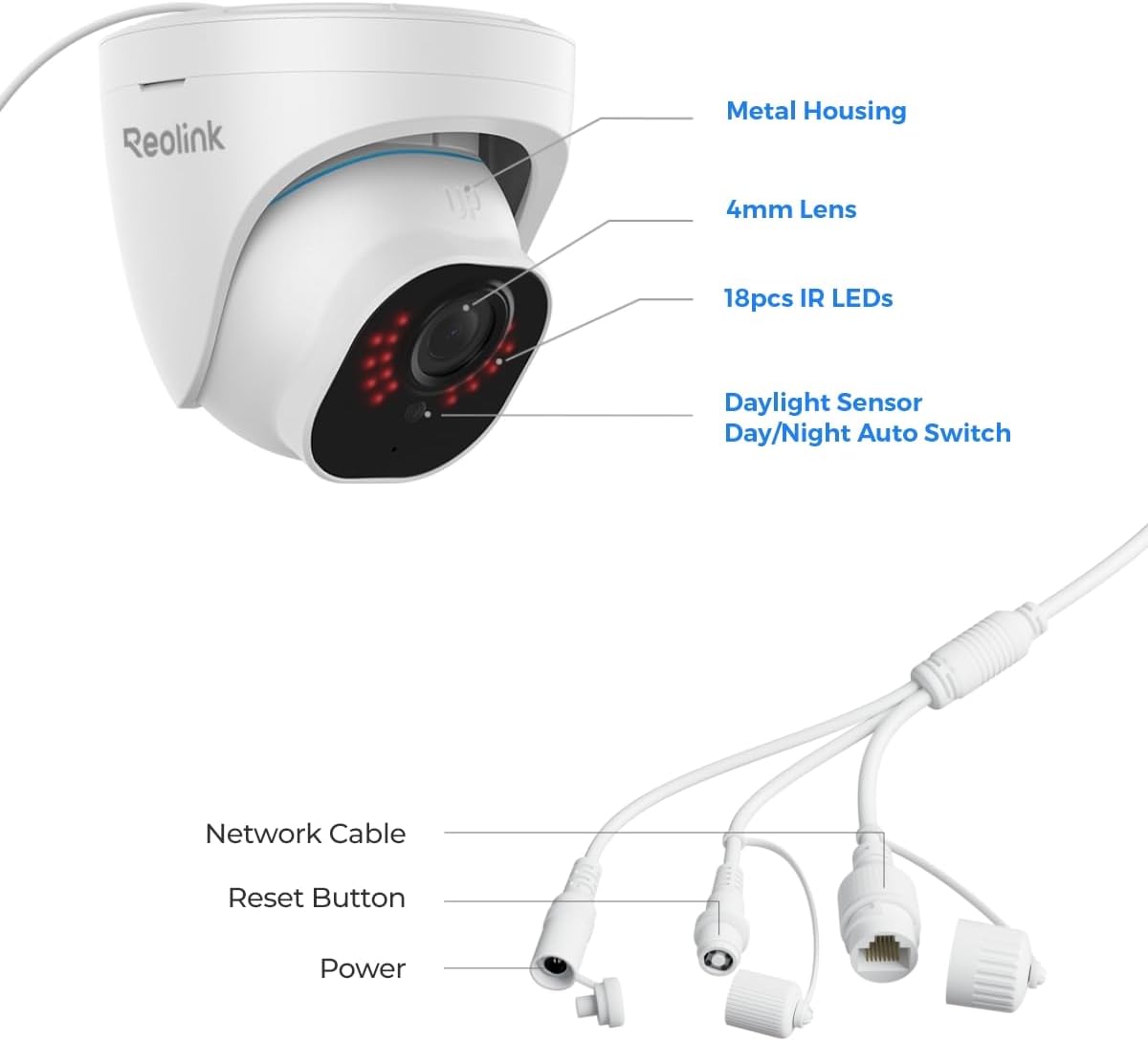 REOLINK 4K Outdoor Cameras for Home Security, IP PoE Dome Surveillance Camera with Human/Vehicle/Pet Detection, 25FPS Daytime, Work with Smart Home, Up to 512GB microSD Card, RLC-820A (Pack of 2)