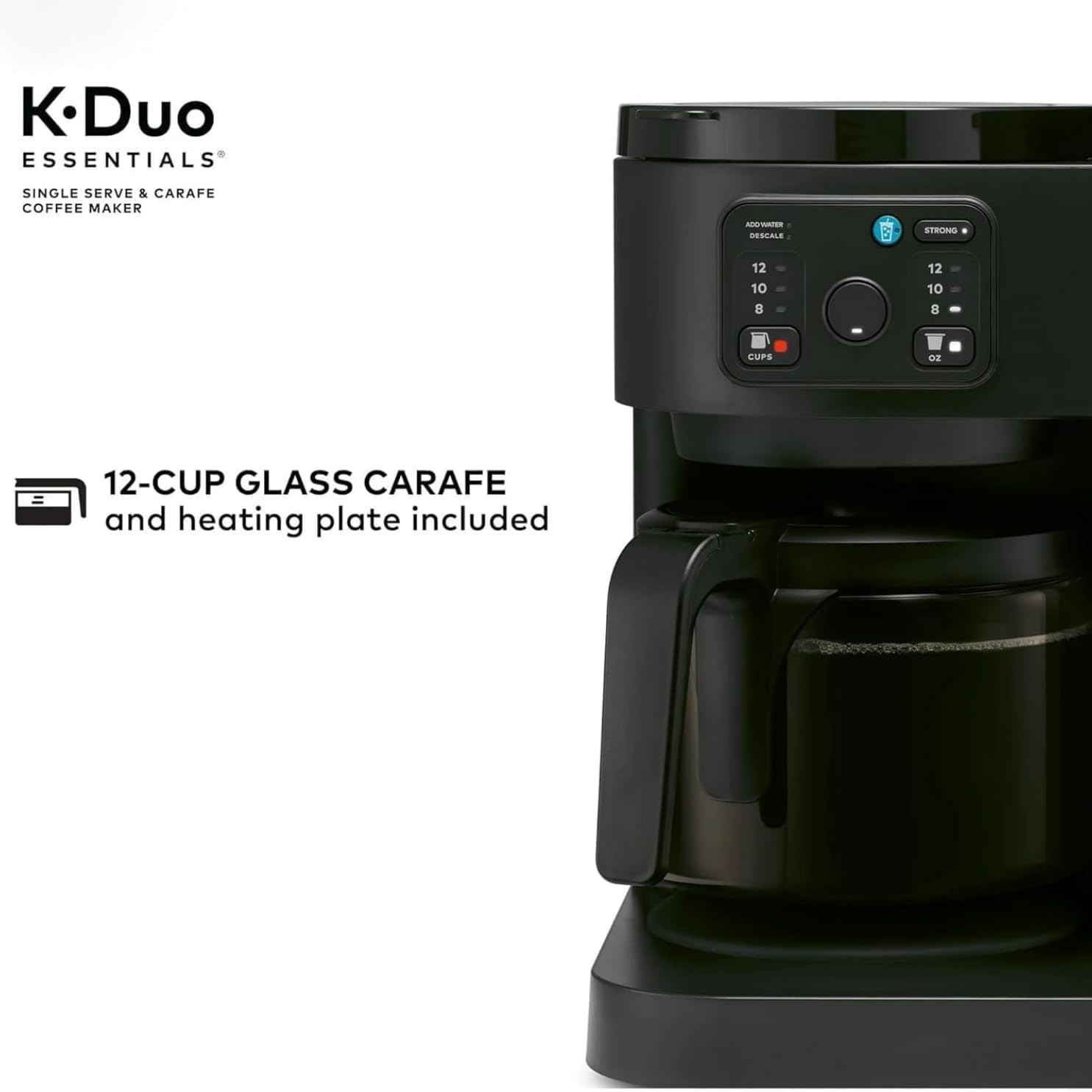 K-Duo Essentials Coffee Maker for Hot and Iced Drinks, Single Serve KCup Pod Brewer and 12 Cup Carafe Drip Coffee Pot, 72 oz Water Reservoir,Pause & Pour Feature, Perfect for Home & Office Use