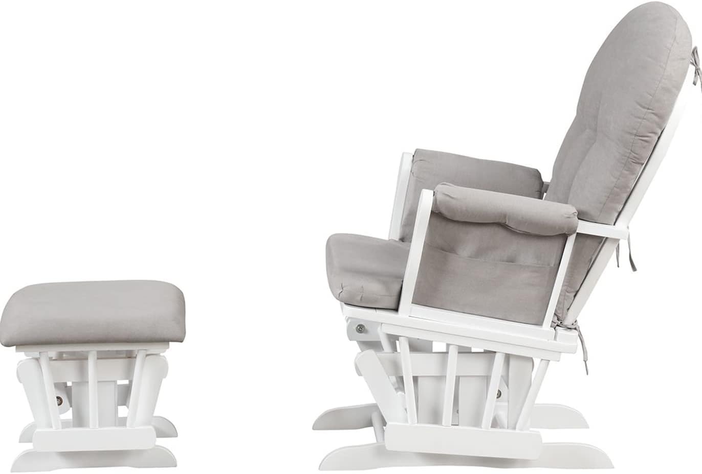Angel Line Grayson Glider and Ottoman, White w/Gray Cushion