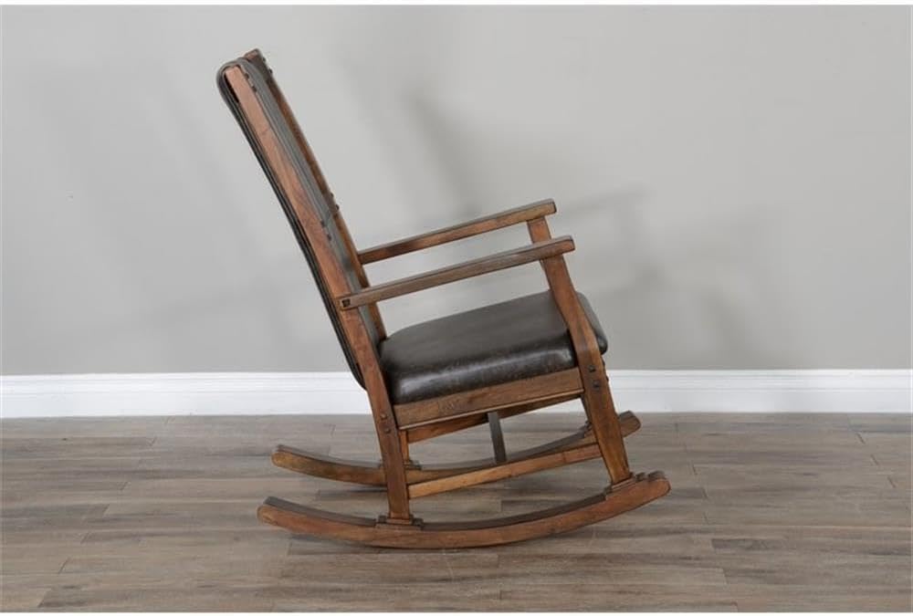 Sunny Designs Savannah Farmhouse Mahogany Wood Rocking Chair in Dark Brown