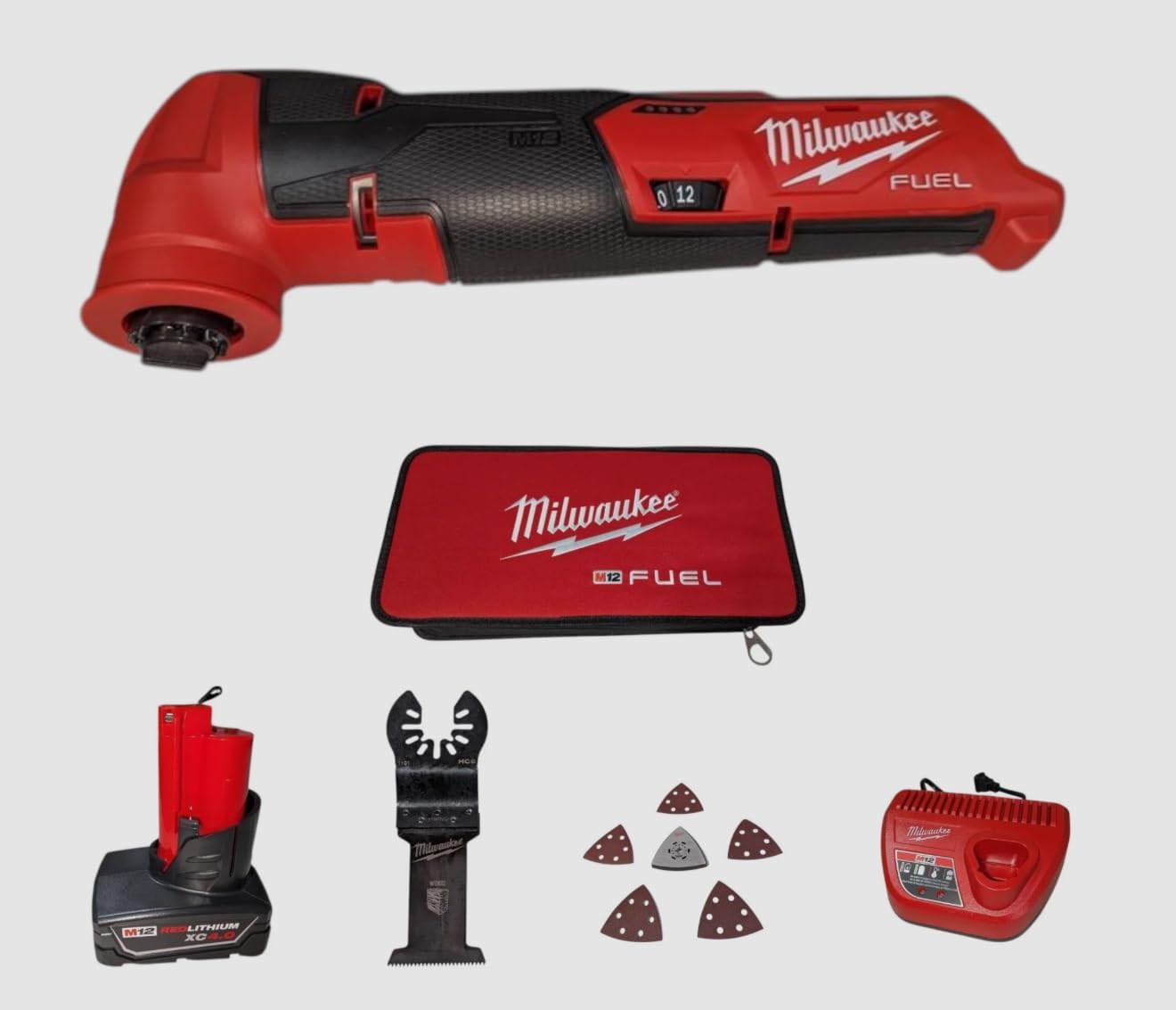 Milwaukee M12 FUEL 12V Lithium-Ion Cordless Oscillating Multi-Tool Kit w/High Output 2.5 Ah Battery, Charger, Accessories & Bag