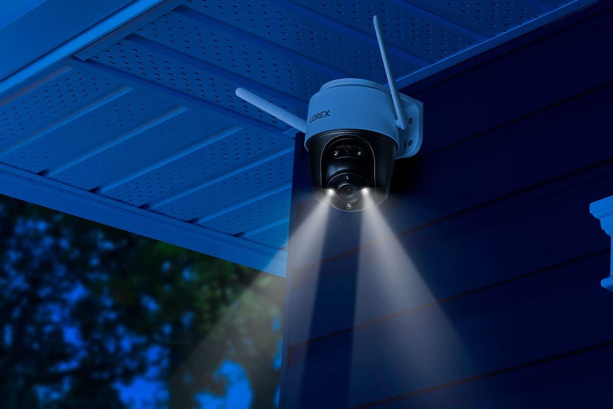 Lorex 2K Pan-Tilt Outdoor WiFi Security Camera | 360° View | Auto-Tracking | Color Night Vision | Person Detection | Warning Light & Siren | IP66 Weatherproof | 32GB MicroSD Included | No Monthly Fee