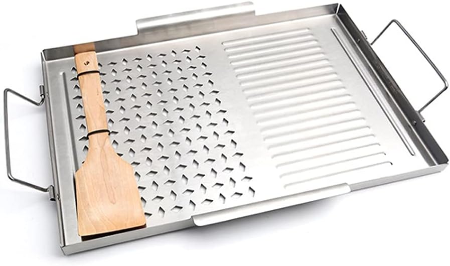 Stainless Steel Grill Pan Non-Stick BBQ Pan Square Barbecue Plate Outdoor Picnic Cooking Tools Barbecue Utensils