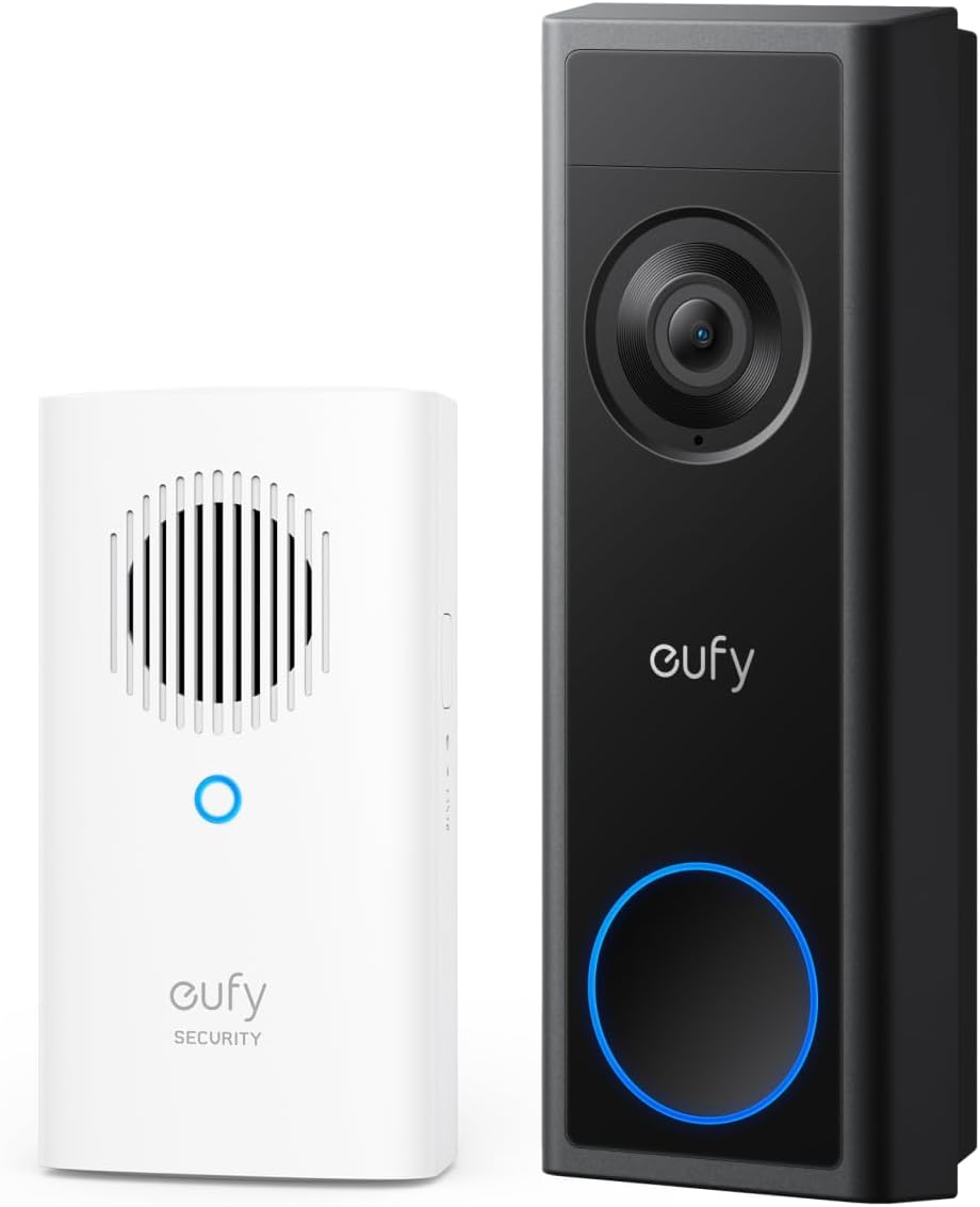 eufy Security Video Doorbell C31 with Add-on Chime, 2K FHD, Battery or Hardwire Powered, Easy to Install, Live Video Call, 24/7 Recording, Human & Motion Detection, HomeBase S380 Compatible
