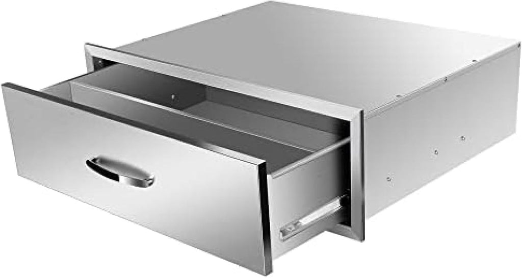 Outdoor Kitchen Drawer BBQ Drawer Outdoor Kitchen Access Drawers Horizontal- Stainless Steel Double Drawers for Outdoor Kitchen Grilling Station Or BBQ Island,30Wx23Dx10H