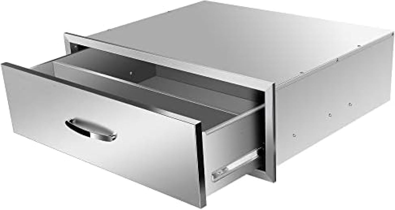 Outdoor Kitchen Drawer BBQ Drawer Outdoor Kitchen Access Drawers Horizontal- Stainless Steel Double Drawers for Outdoor Kitchen Grilling Station Or BBQ Island,30Wx23Dx10H