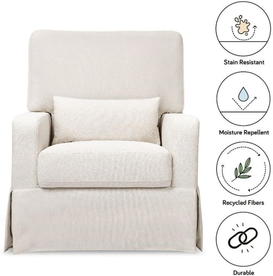 Namesake Crawford Pillowback Comfort Swivel Glider in Performance Cream Eco-Weave, Water Repellent & Stain Resistant, Greenguard Gold & CertiPUR-US Certified