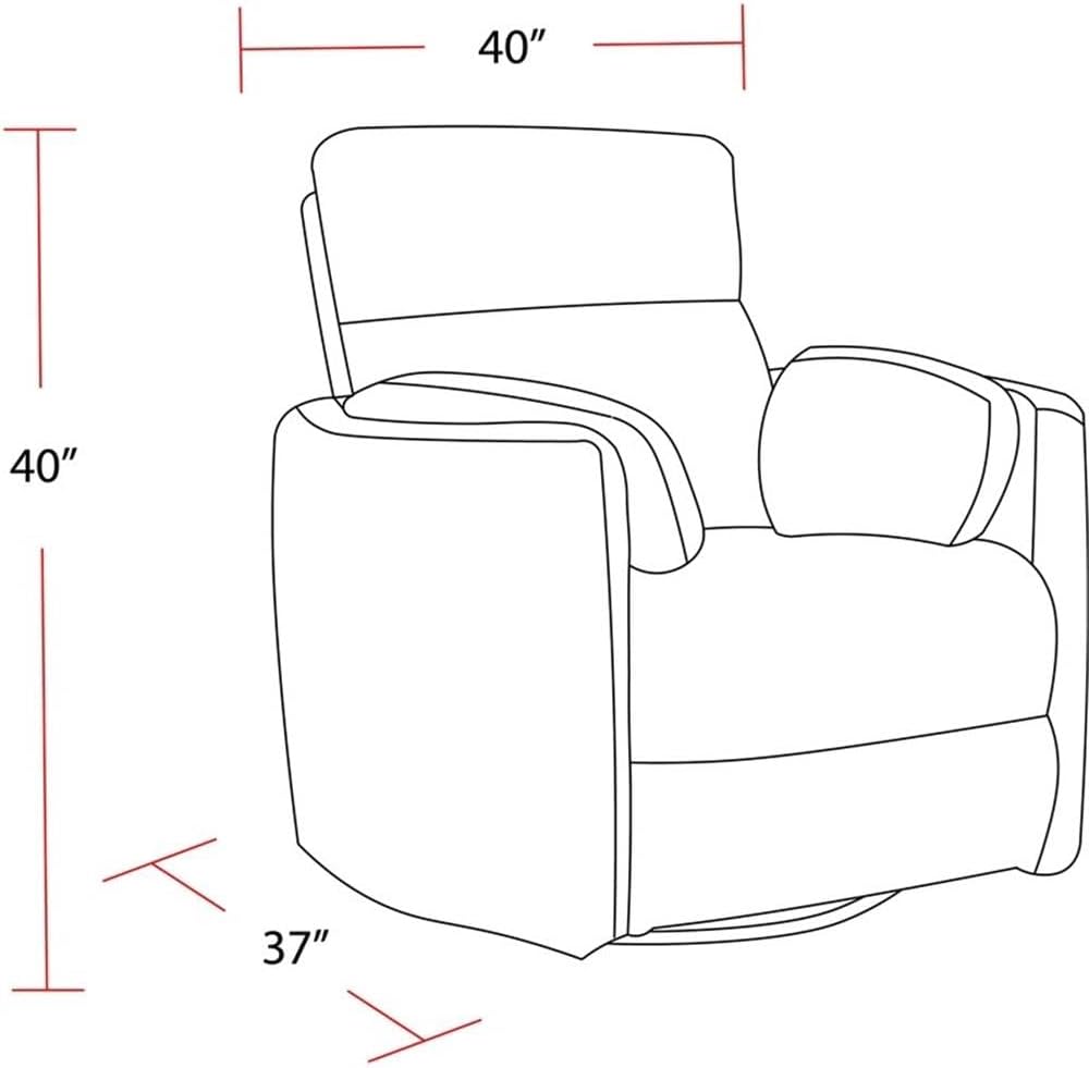 Pemberly Row Fabric Power Swivel Glider Recliner in Fossil Finish with USB Charging Ports and 2 Comfort Pillows for Living Room