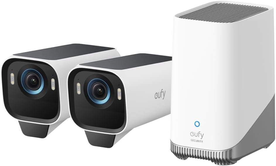 eufy Security eufyCam S3 Pro 2-Cam Kit, Solar Camera Outdoor Wireless, MaxColor Night Vision, 4K Security Camera with Solar Panel, Face Recognition AI, Local Storage, No Monthly Fee (Renewed)