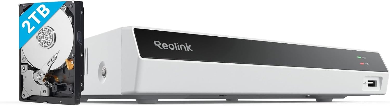 REOLINK NVR RLN8-410-White, 8 Channel, Network Video Recorder for Home PoE Security Camera System, Only Work with 16MP/12MP/4K/8MP/5MP/4MP Reolink Camera, 24/7 Recording to Pre-Installed 2TB HDD
