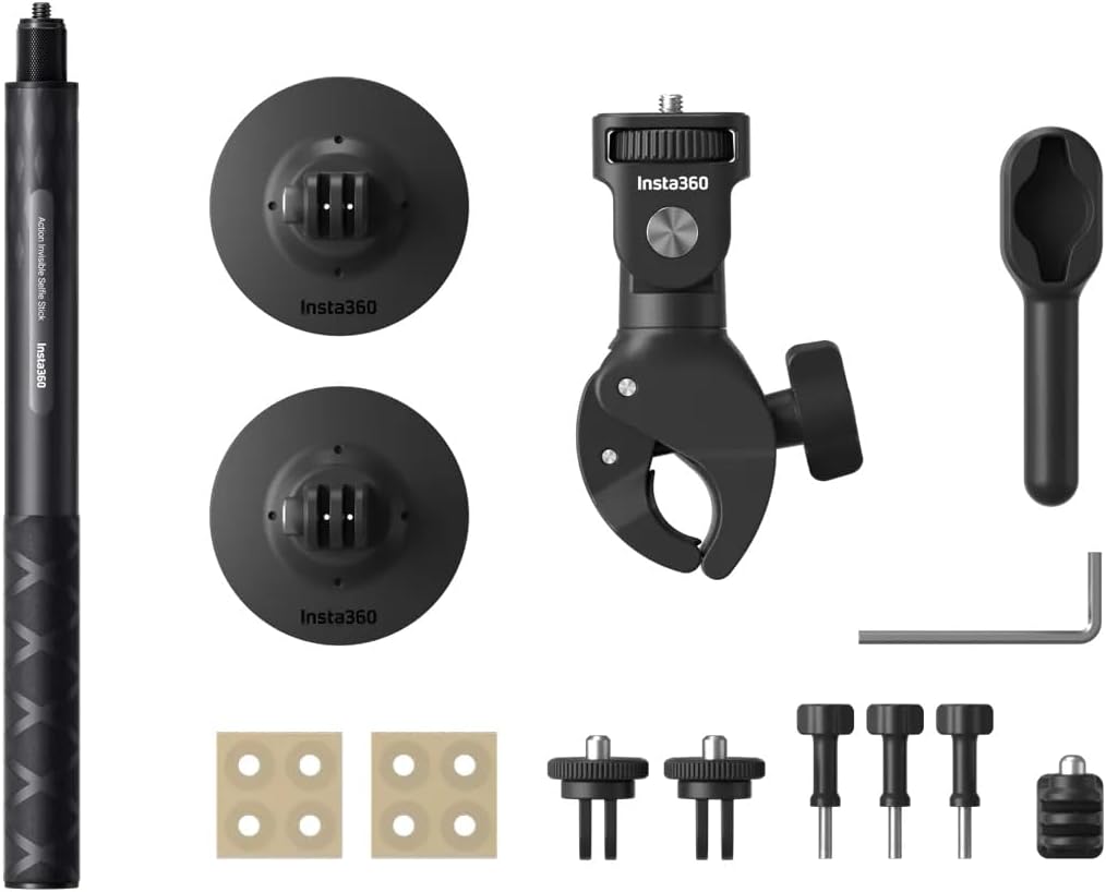 Insta360 Motorcycle Bundle New Version-Complete Mounting Kit X5/X4 Air/X4/X3/X2/Cameras | Compatible with ACE PRO2/GO 3S/Go Ultra, DJI OSMO Action 6/5/4and GoPro 13/12/11/MAX2(with Action Selfie)