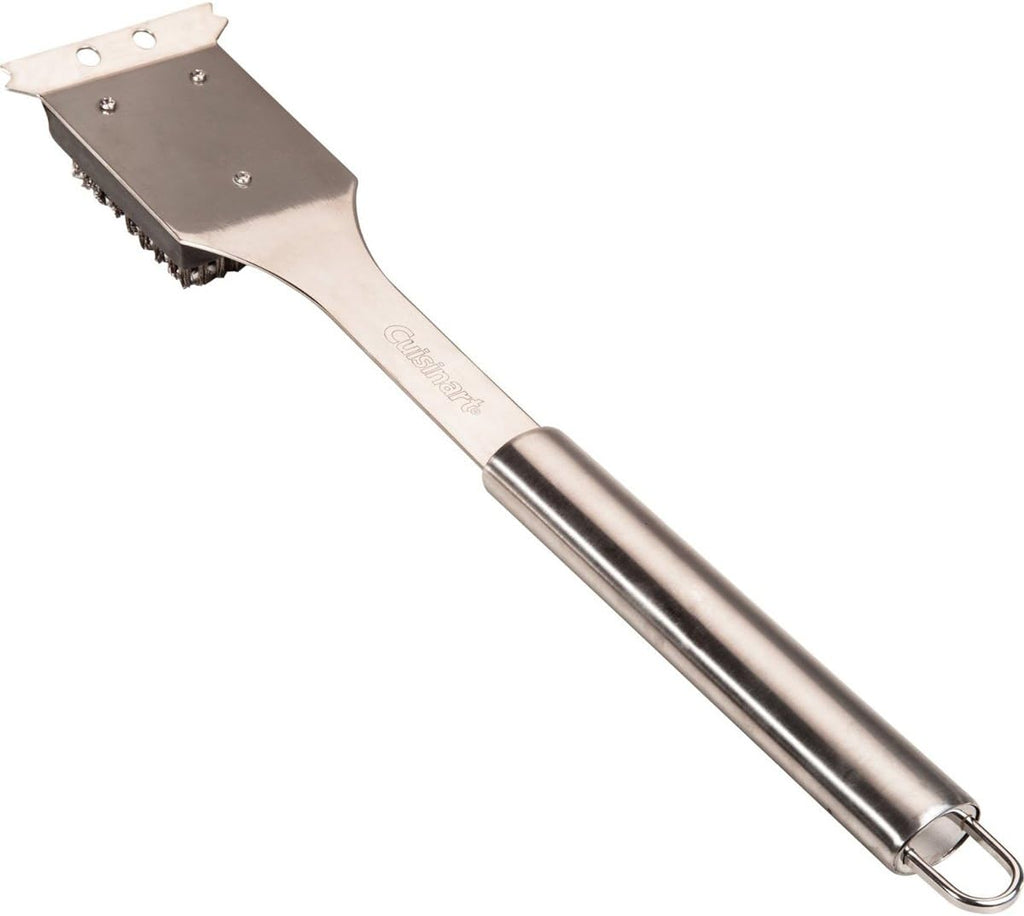 Cuisinart CGG-059A Grillster 8,000 BTU Portable Propane Tabletop Gas Grill & CCB-5014 BBQ Grill Cleaning Brush and Scraper, 16.5', Stainless Steel, 16. 5