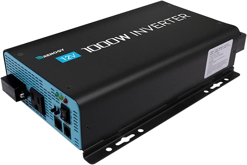 Renogy 1000W Pure Sine Wave Inverter with ECO Mode, 12V DC to AC 120V 110V Converter for Off-Grid Solar System, Home, RV, Solar Power Inverter with Remote Switch, Surge 2000W