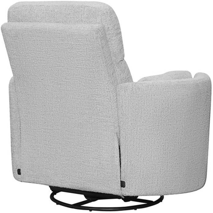 Pemberly Row Manual Glider Recliner Swivel Accent Chair, Upholstered Seating Chair Featuring Manual Recline with Glider and Swivel Functions, Angora Linen Finish