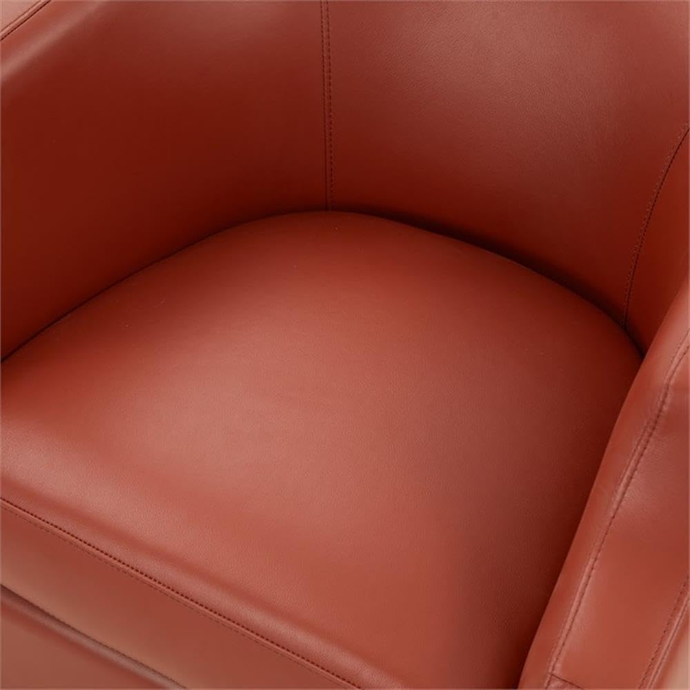 Erenson Caramel Top Grain Leather Swivel Glider Barrel Chair