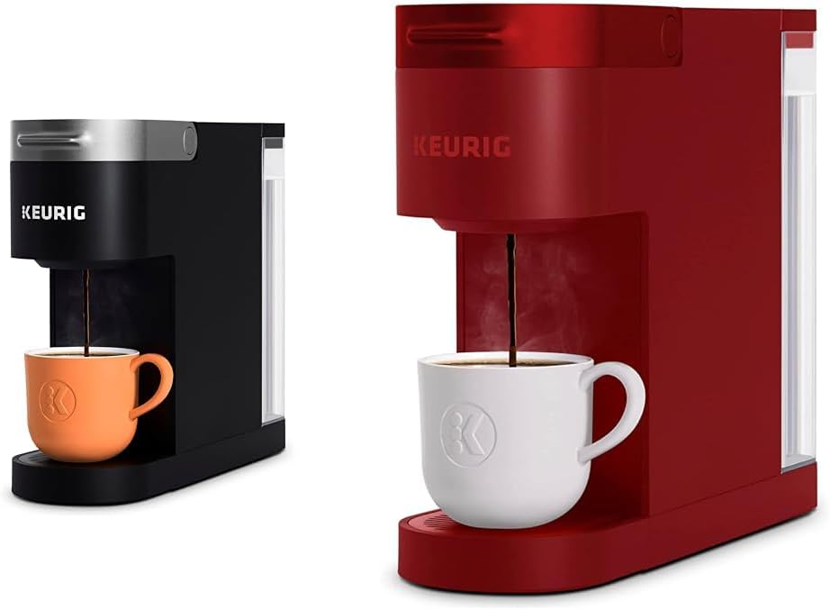 Keurig K- Slim Single Serve K-Cup Pod Coffee Maker, Multistream Technology, Black & K- Slim® Single Serve K-Cup Pod Coffee Maker, Multistream™ Technology, Scarlet Red