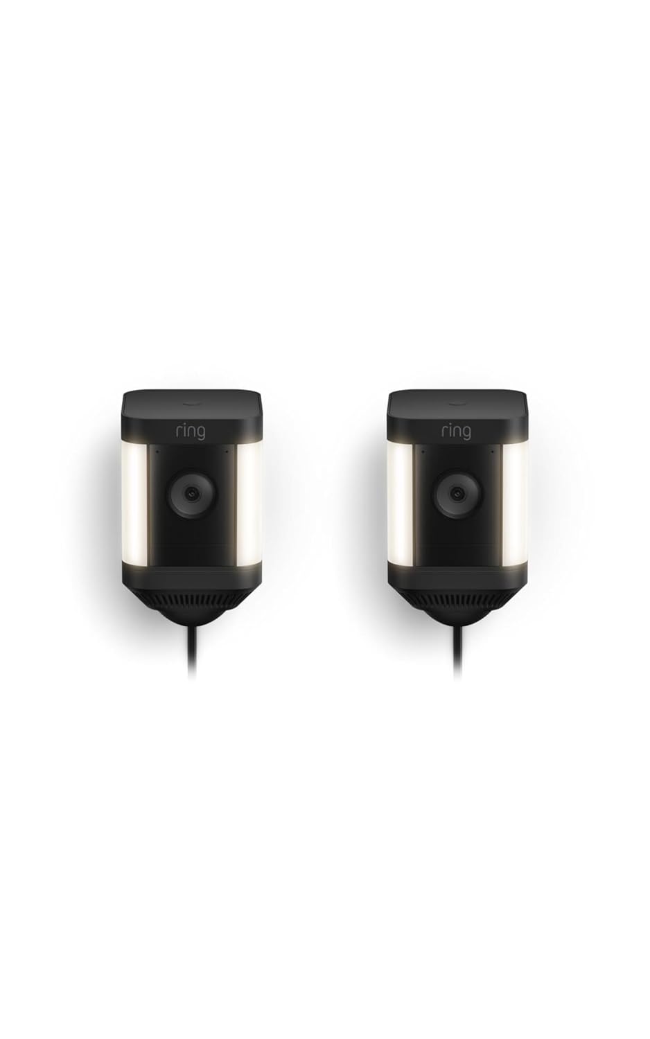 Ring Spotlight Cam Plus, Plug-In (newest model), Home or business security with HD video, Two-Way Talk, Color Night Vision, and Security Siren, 2-pack, Black