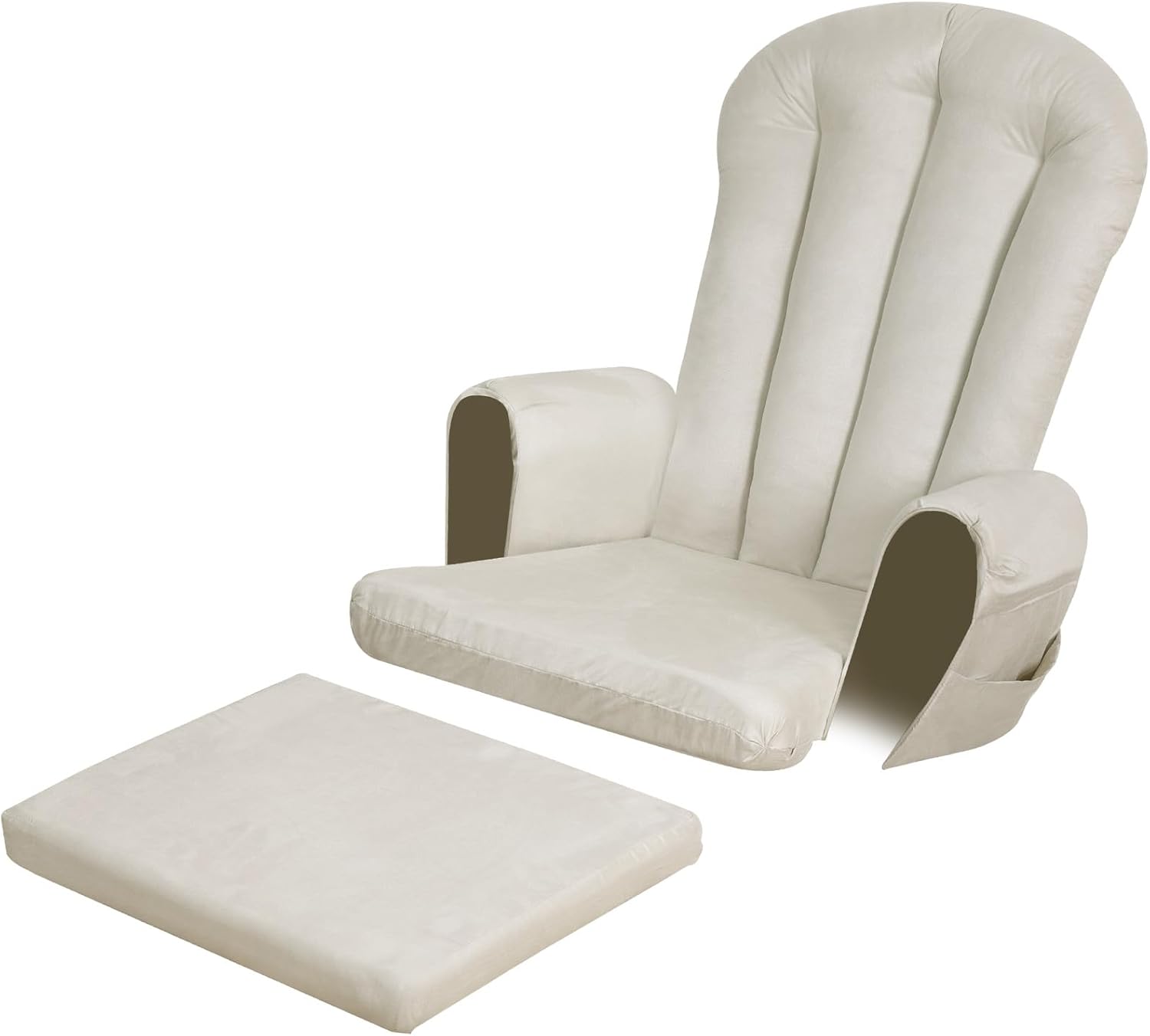 5PCS Suede Glider Rocker Replacement Cushions with 29.5' High Backrest & Side Pockets, Thickened Soft Glider Rocking Chair Cushions with Ottoman Cushion for Indoor Nursery Rocking Chair, Beige