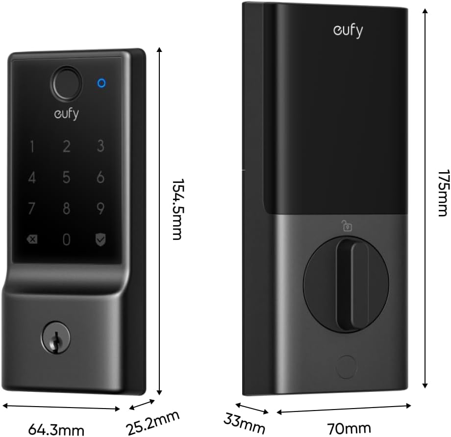 eufy Security Smart Lock E31, Fingerprint Keyless Entry Door Lock for Front Door, Built-in WiFi Deadbolt, App Control, Supports Matter, Apple Home, Alexa, Google, 10000mAh Battery, Auto Lock