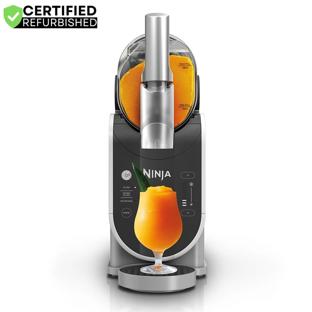 Ninja FS300 SLUSHi 72oz. Frozen Drink & Slushie Machine (Renewed) Bundle with Deco Essentials Collapsable Water Bottle BPA Free 24oz Gray/Stainless and 1 YR CPS Enhanced Protection Pack