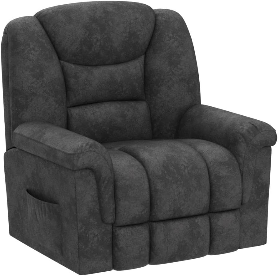 ANJ Rocking Recliner Chair Oversized Swivel Rocker Recliners, Comfy Glider Rocking Chairs for Big Man, Extra Wide Recliners Overstuffed Reclining Chair for Living Room, Grey