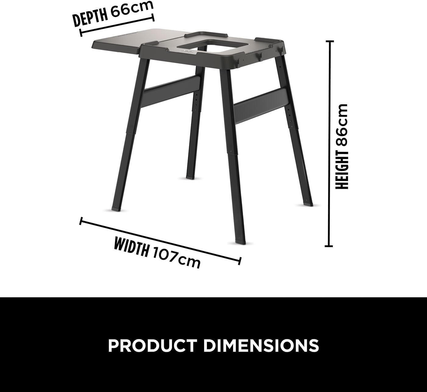 Ninja Woodfire Adjustable Stand & Side Table, Electric Outdoor Oven & BBQ Grill, Heavy-Duty Outdoor Cooking Table & Pizza Oven, 4718J800EUUK, Black