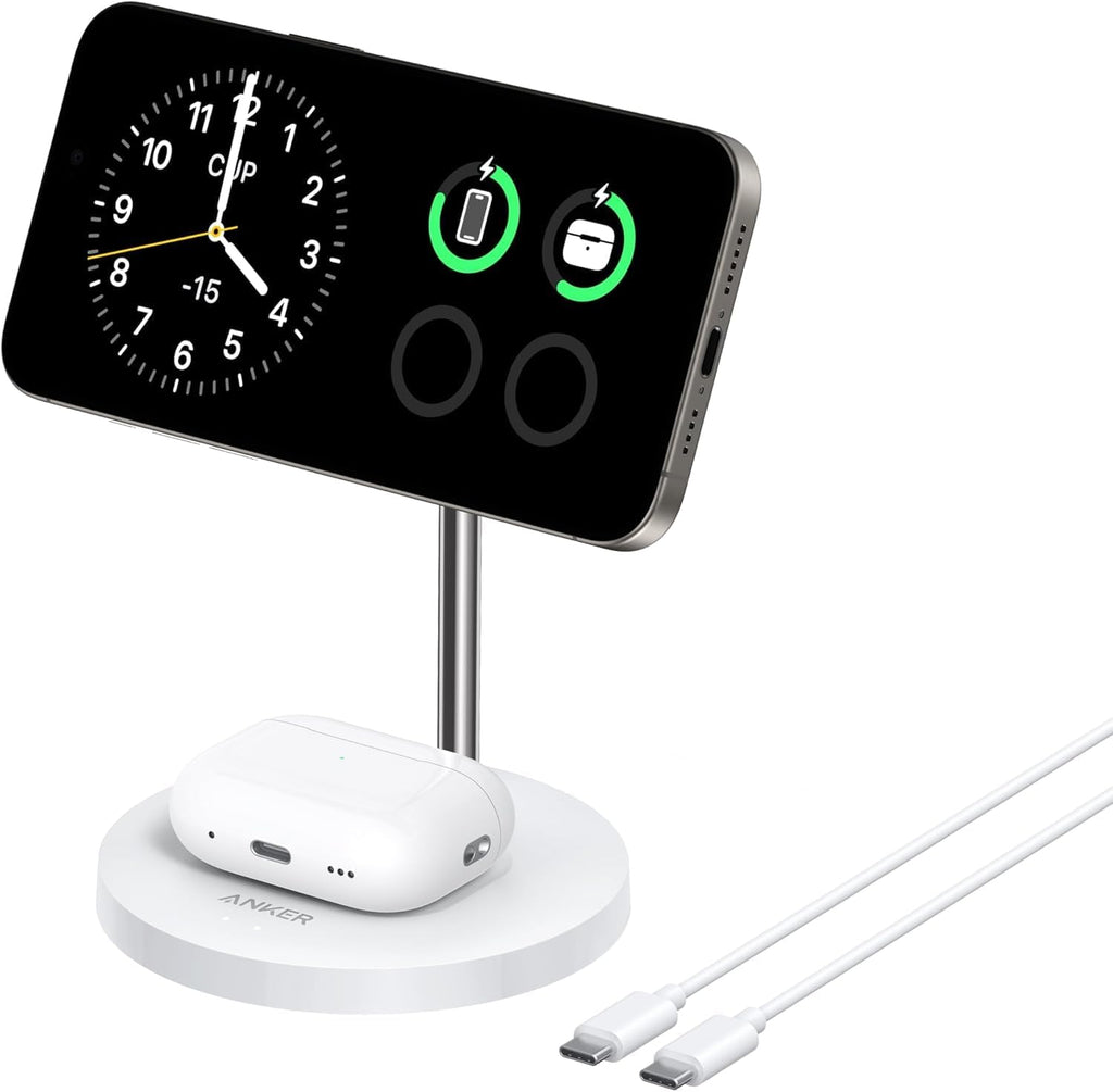 Anker MagGo Power Bank 10,000mAh MagSafe Charger Stand Compatible, MagGo 2-in-1 Charging Station
