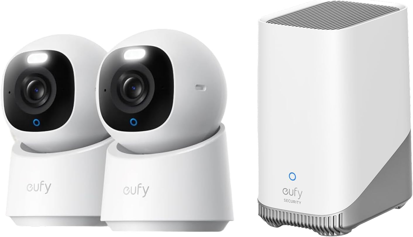 eufy Security Indoor Cam E30 2-Cam Kit, Latest Generation, 4K UHD Security Camera, Pet/Dog/Baby Camera with Phone app+HomeBase 3, Local Expandable Storage Up to 16TB,No Monthly Fee (Bundle)
