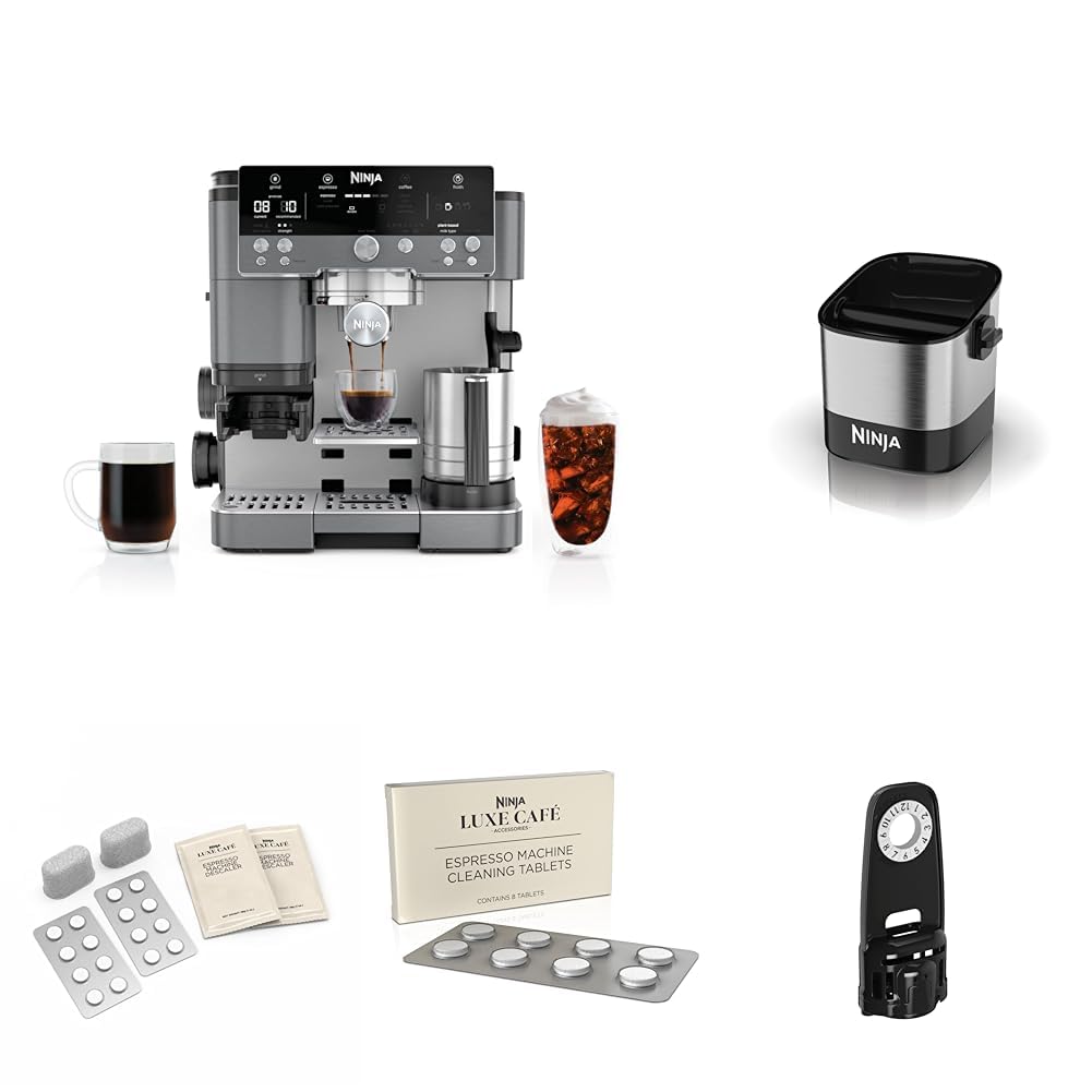 Ninja Espresso Machine, Luxe Café Premier Series, Drip Coffee Maker & Accessories, Includes Knockbox, Water Filter Housing, 8PK Machine Cleaning Tablets & 4 Months Cleaning Supply Kit, Gunmetal