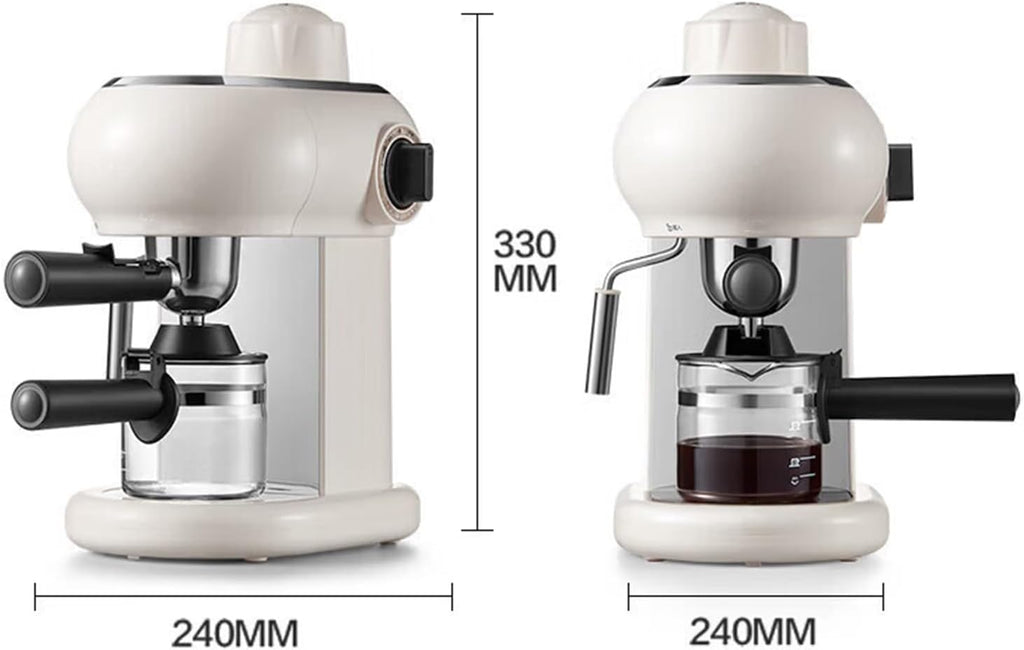 Home Retro Coffee Machine, Semi Automatic Espresso Machine, with Steam Frother, 5bar, Water Tank 240ml, 15s High Pressure Extract
