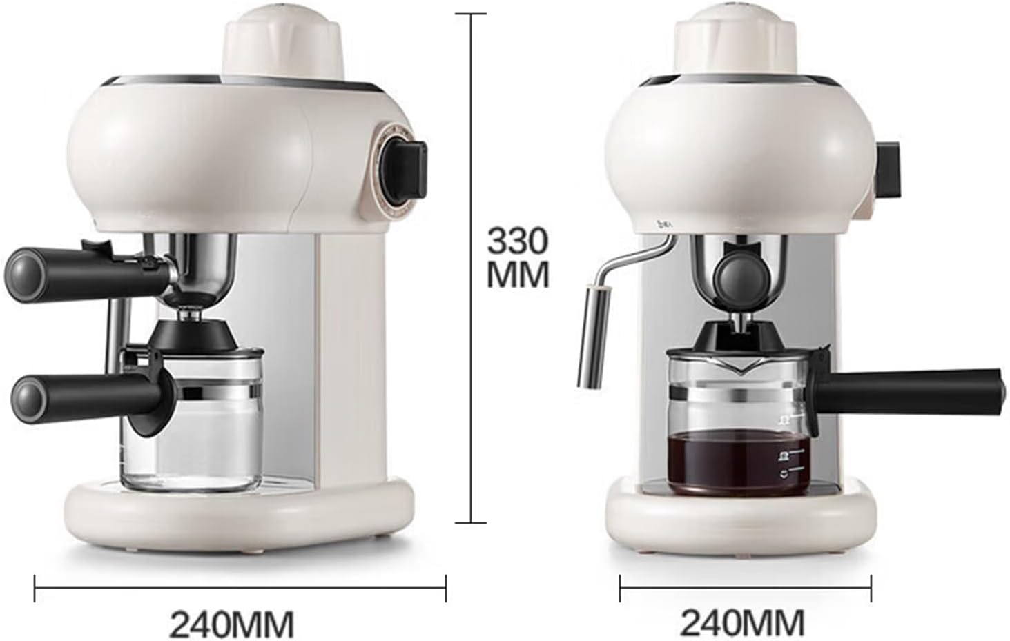 Home Retro Coffee Machine, Semi Automatic Espresso Machine, with Steam Frother, 5bar, Water Tank 240ml, 15s High Pressure Extract