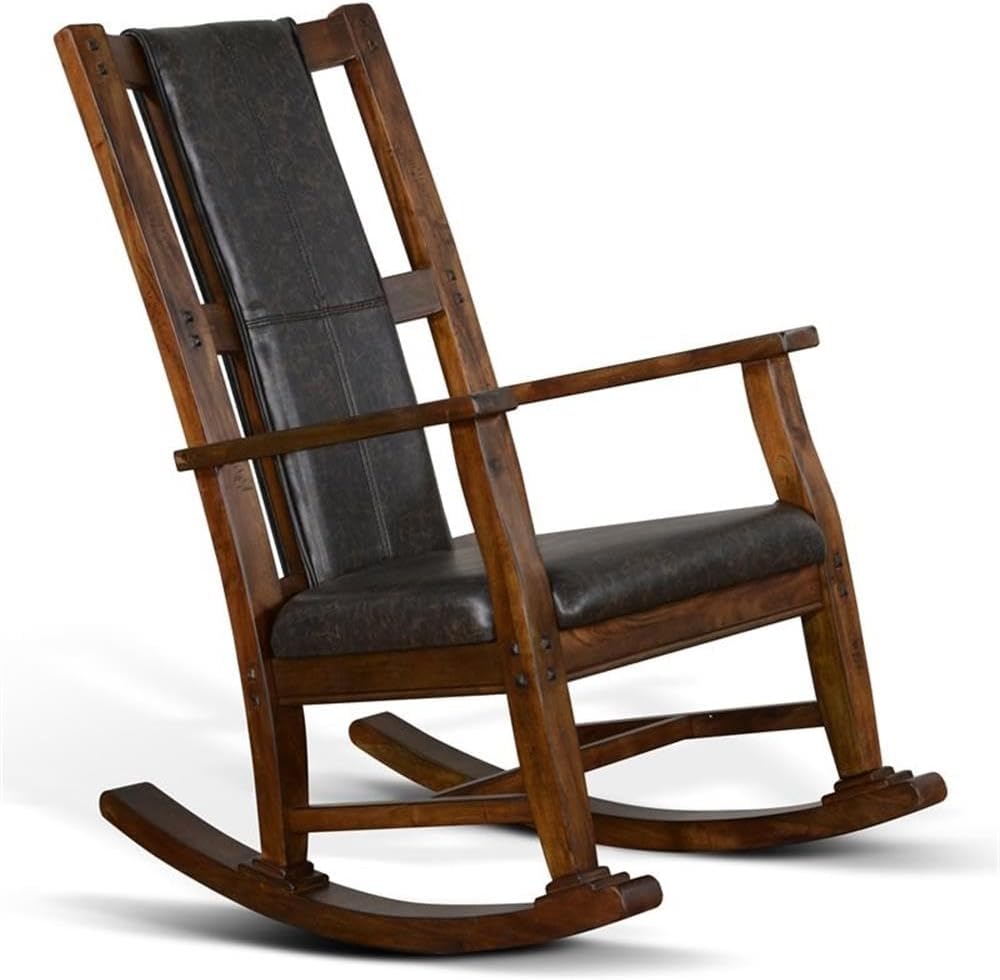 Sunny Designs Savannah Farmhouse Mahogany Wood Rocking Chair in Dark Brown