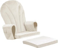 ANMINY 5pcs Glider Rocker Replacement Cushions Set - Thickened Velvet Glider Rocking Chair Cushions with 29 inch High Backrest & Side Pockets for Indoor Nursery, Washable & Non Slip, Beige