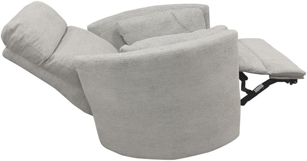 Pemberly Row Polyester Power Swivel Glider Recliner in Mineral White with USB Charging Ports and 2 Comfort Pillows for Living Room