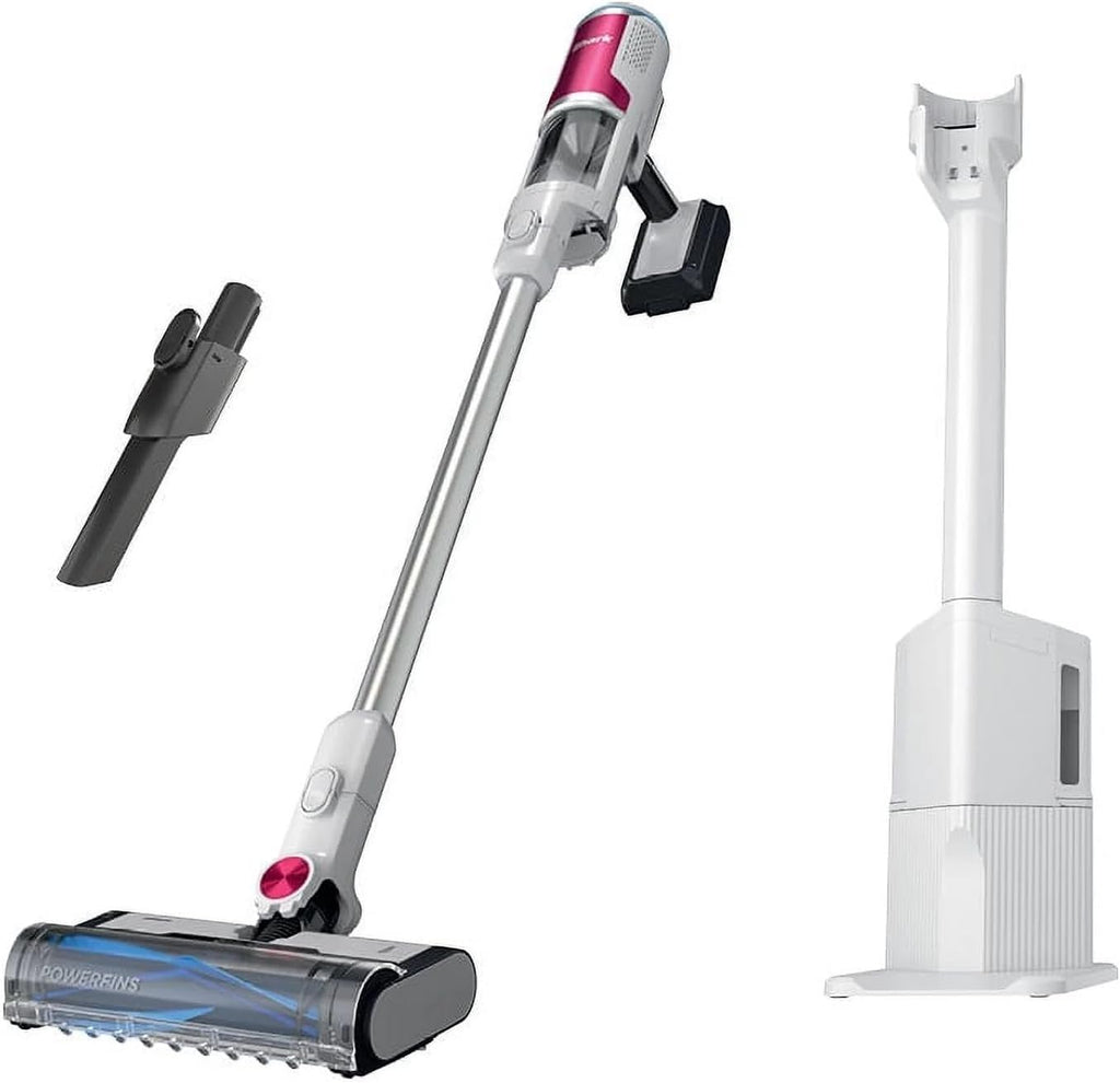 SHARK Clean & Empty Cordless Stick Vacuum Cleaner, Auto-Empty System, Self Cleaning Brushroll, HEPA Filter, Powerful Suction, Compact Lightweight, Perfect for Pet Hair (Renewed) (White + Bold Magenta)