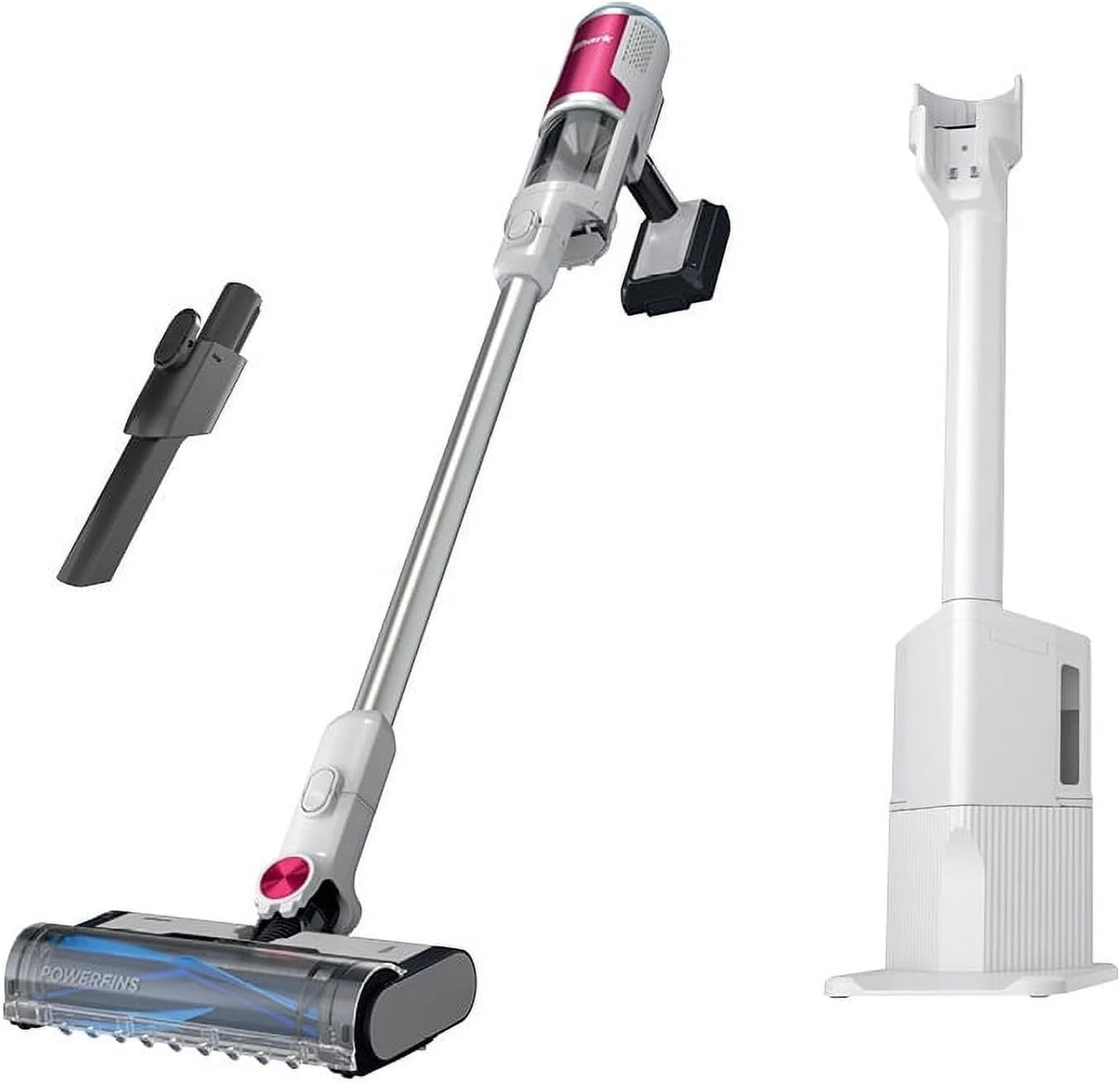 SHARK Clean & Empty Cordless Stick Vacuum Cleaner, Auto-Empty System, Self Cleaning Brushroll, HEPA Filter, Powerful Suction, Compact Lightweight, Perfect for Pet Hair (Renewed) (White + Bold Magenta)