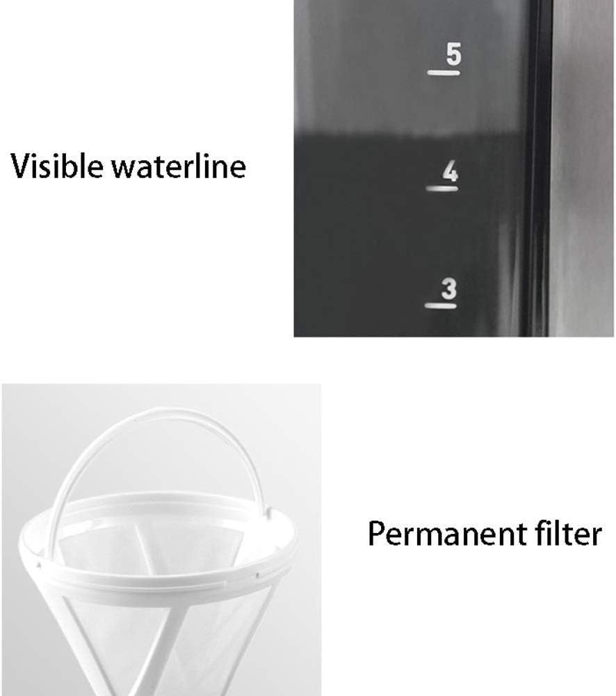 Coffee machine Coffee Machine, Fully Automatic American Electric Coffee Machine,Stainless Steel Drip With 650Ml Glass Water Tank,Automatic Insulation And Anti-Drip Function,600W