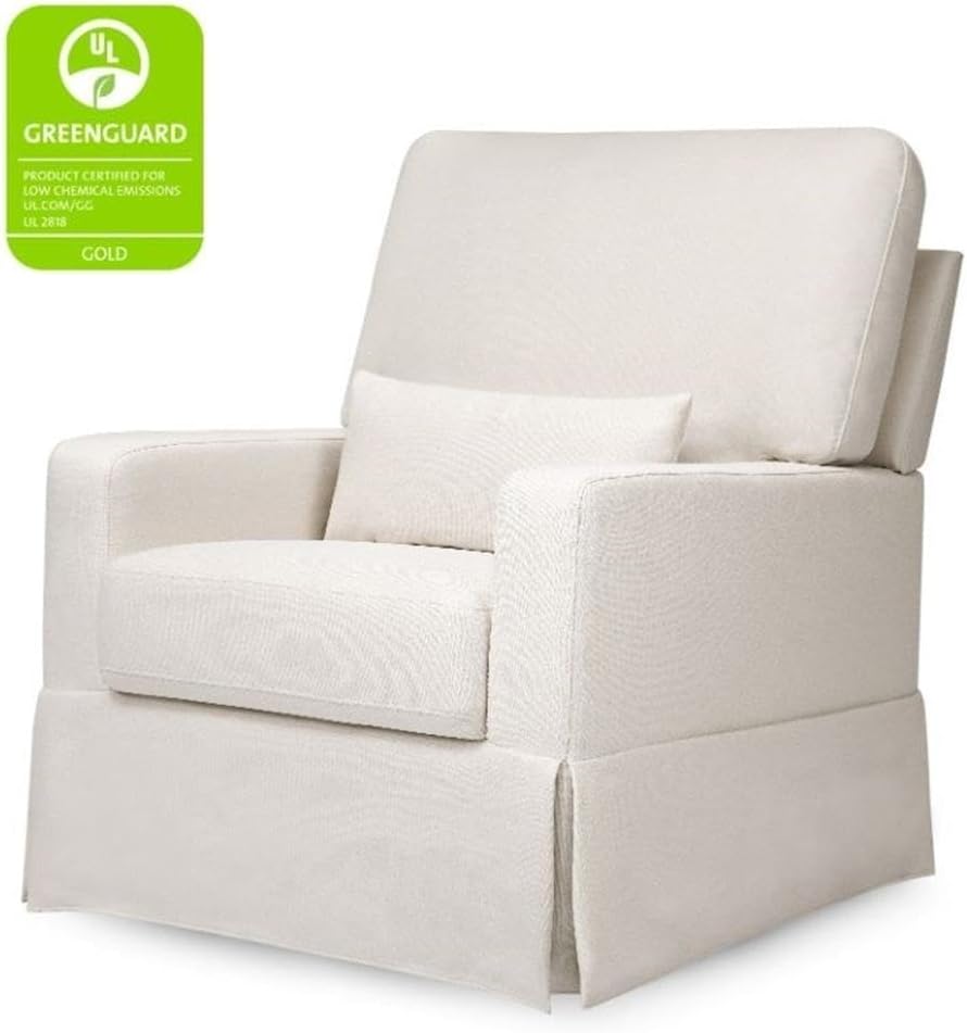 Namesake Crawford Pillowback Comfort Swivel Glider in Performance Cream Eco-Weave, Water Repellent & Stain Resistant, Greenguard Gold & CertiPUR-US Certified