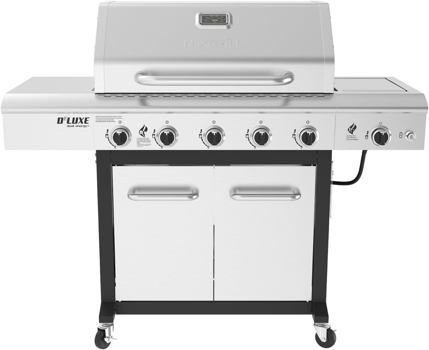 Nexgrill Deluxe 5-Burner Propane Barbecue Gas Grill with Side Table and Ceramic Searing Side Burner, 771 sq. in., 75000 BTUs, Black, Outdoor Cooking, Patio, Barbecue Grill, 720-1046A