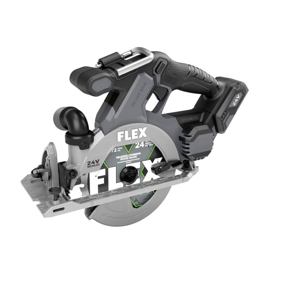 FLEX 24V Brushless Cordless 6-1/2-Inch In-Line Circular Saw Tool Only, Battery and Charger Not Included - FX2131A-Z, Grey/Black