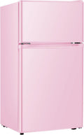 HAILANG Mini Fridge With Freezer,3.2 Cu.Ft Compact Refrigerator,Mini Refrigerator With 2 Doors For Bedroom,Office,Kitchen,Apartment,Dorm(pink)