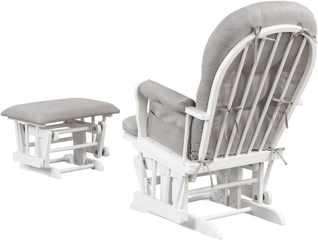 Angel Line Grayson Glider and Ottoman, White w/Gray Cushion