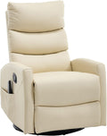 PELUMY 360° Swivel Rocker Recliner with Heat & Vibration Massage, Glider Rocking Chair for Adults, Compact Recliner for Living Room, Small Spaces, Nursery, Bedroom (Breathable Leather, Creamy Beige)