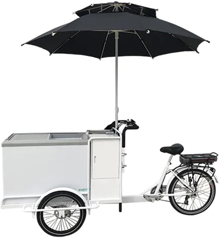 Electric Ice-Cream Tricycle | Portable 3-Wheel Vending Bike with 550W Motor and 41-Gallon Freezer Capacity